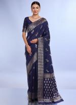 Silk Blue Traditional Wear Weaving Saree